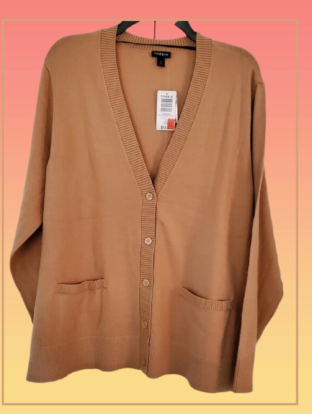NWT torrid sz 2 Camel Button-Front V-Neck Pocket Cardigan